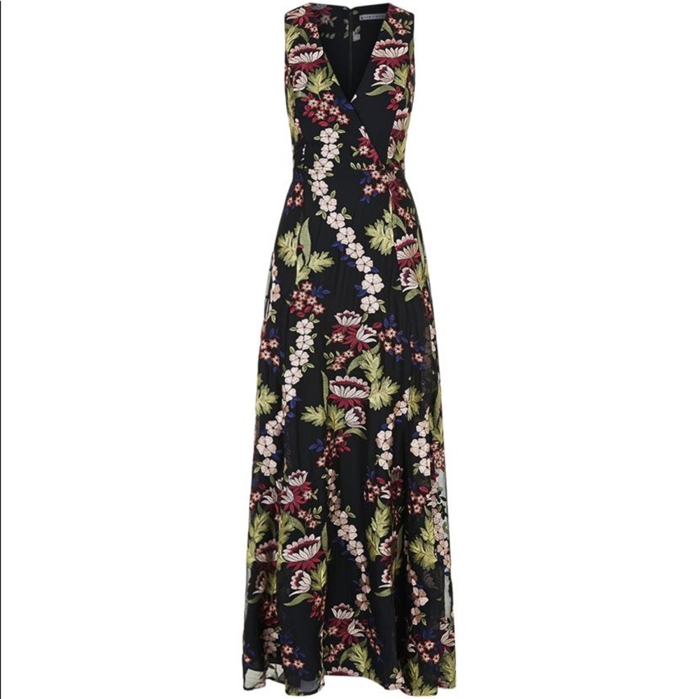 Sheena' Embroidered Surplice Maxi Dress